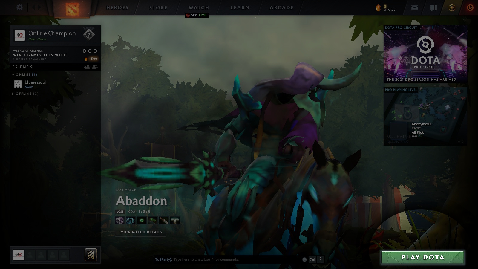 Click on Play DOTA