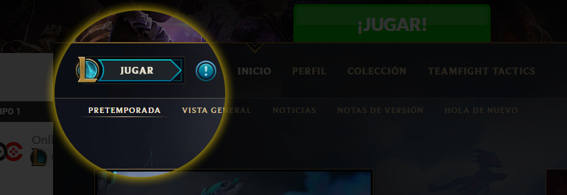 Botón Jugar de League of Legends