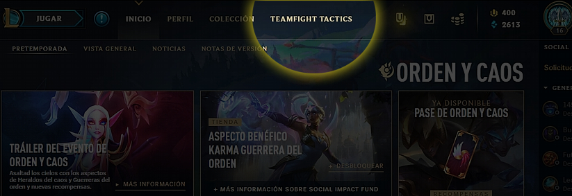 Botón Jugar de League of Legends